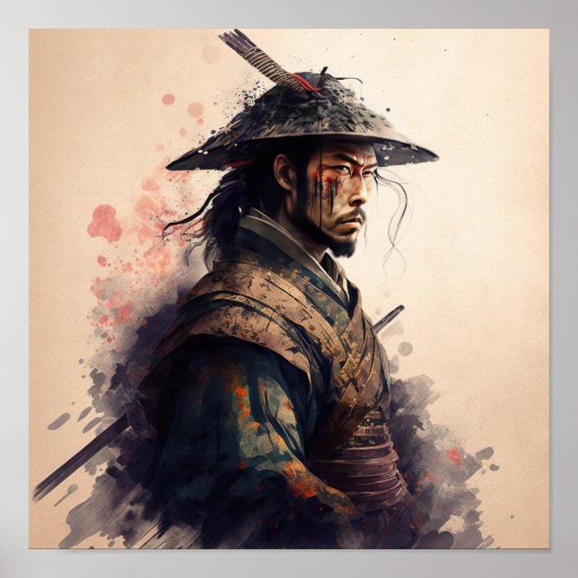 Poster vintage japonais Samurai Warrior Art (Devant)