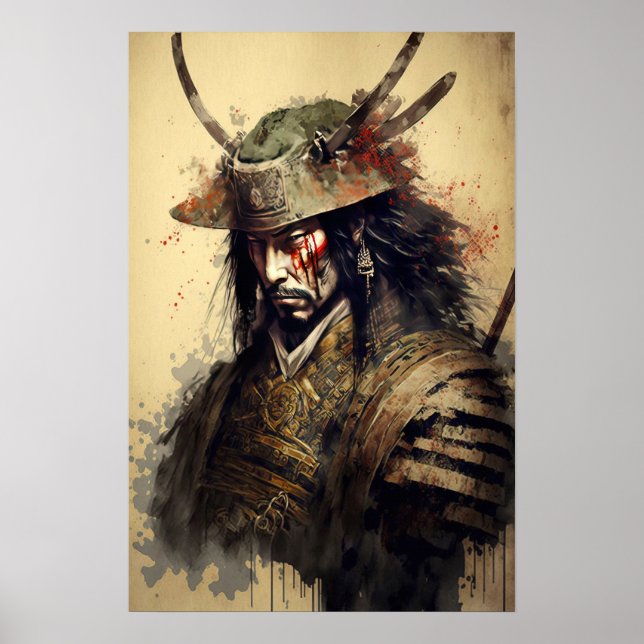 Poster vintage japonais Samurai Warrior Art (Devant)