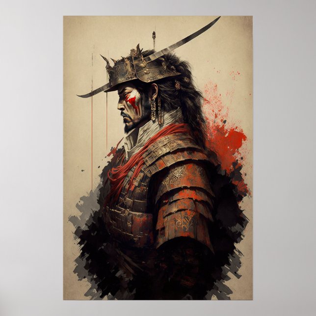 Poster vintage japonais Samurai Warrior Art (Devant)