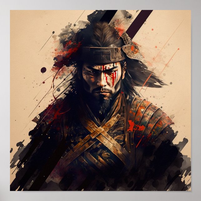 Poster vintage japonais Samurai Warrior Art (Devant)