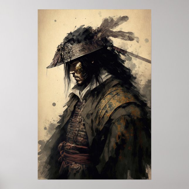 Poster vintage japonais Samurai Warrior Art (Devant)