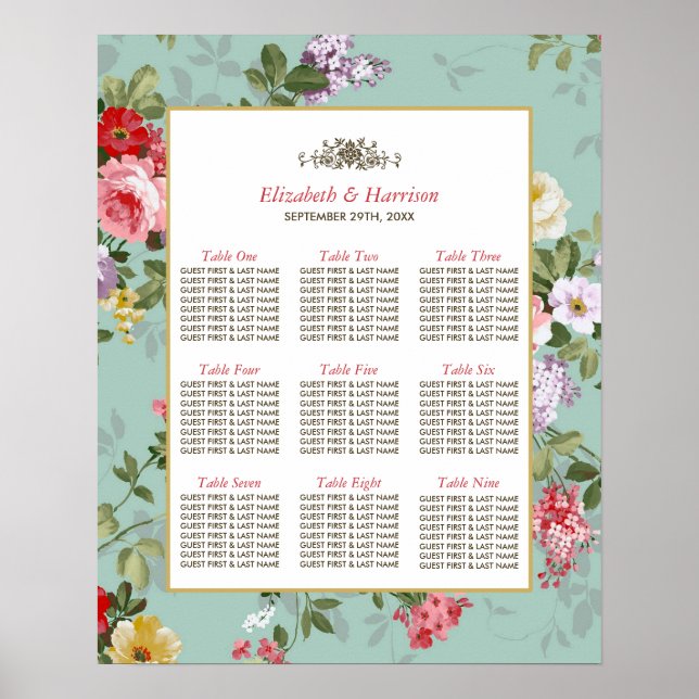 Poster Vintage Jardin Floral Mariage botanique (Devant)