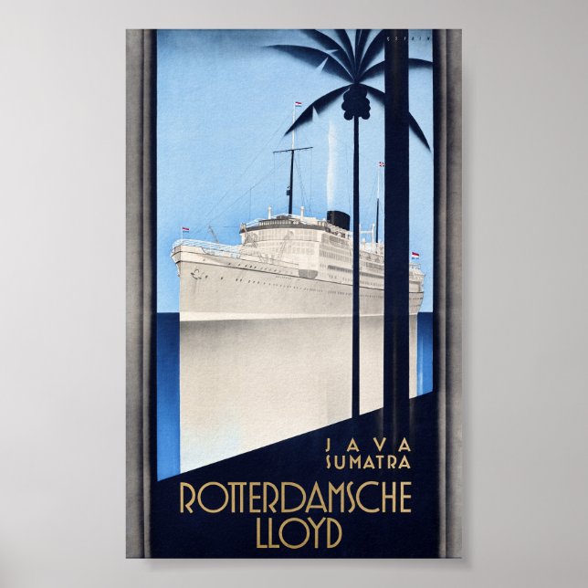 Poster vintage Java Sumatra Rotterdamsche Lloyd (Devant)