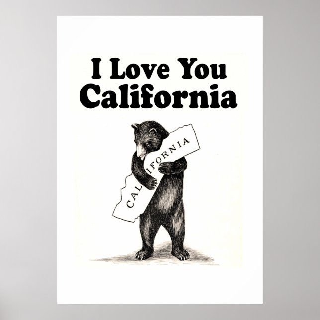 Poster Vintage Je T'Aime Californie (Devant)