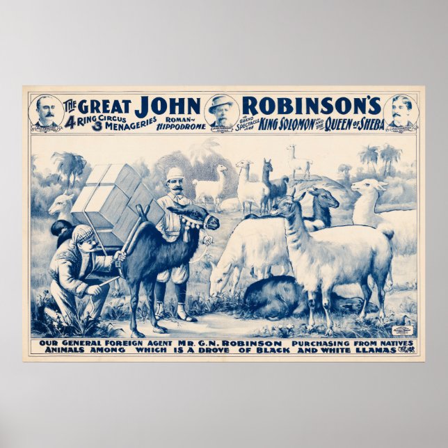 Poster vintage John Robinson Circus (Devant)