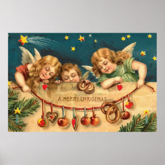 Poster vintage Joyeux Anges de Noël