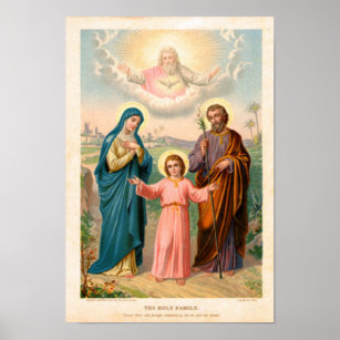 Poster vintage la famille sainte, Jésus Christ, Josef, Ma