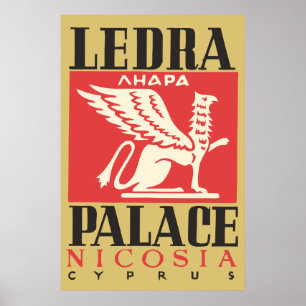 Poster Vintage Ledra Palace Hotel Chypre Voyage