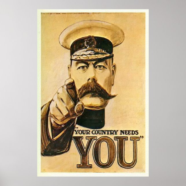 Poster vintage Lord Kitchener Imprimer (Devant)