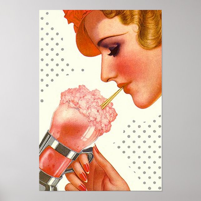 Poster vintage Mag Cover Soda Fountain fraise de l (Devant)