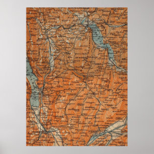 Poster Vintage Map of Annecy France (1914)