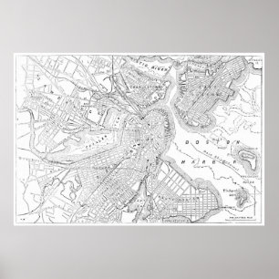 Poster Vintage Map of Boston