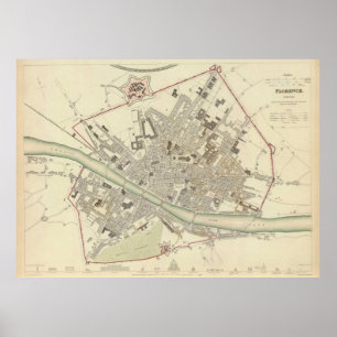Poster Vintage Map of Florence Italy
