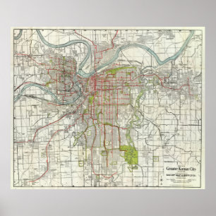 Poster Vintage Map of Kansas