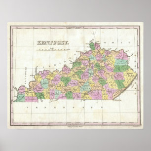 Poster Vintage Map of Kentucky