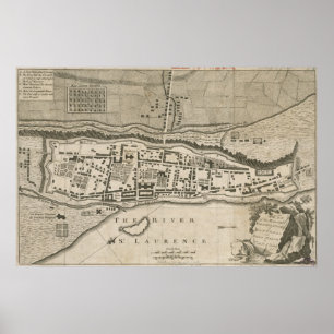 Poster Vintage Map of Montréal (1758)