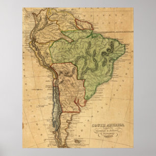 Poster Vintage Map of South America (1821)