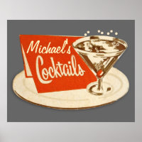 Poster vintage, Martini Cocktails en verre