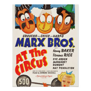 Poster Vintage Marx Bros. À L'Affiche Du Cirque