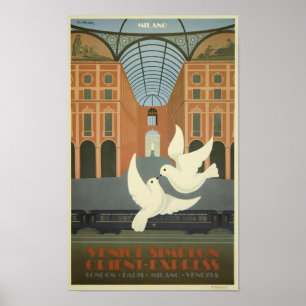 Poster vintage Milan Venice Simplon Orient Express