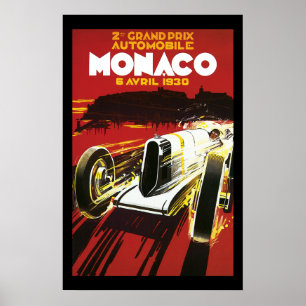 Poster vintage Monaco Car Road Race
