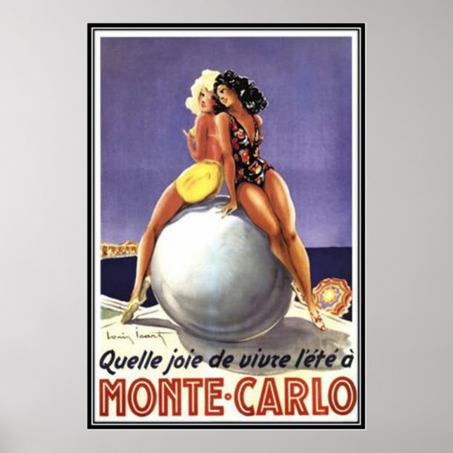 Poster Vintage Monte-Carlo, Monaco - (Devant)