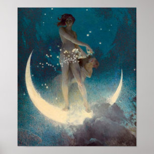 Poster vintage Moon and Stars