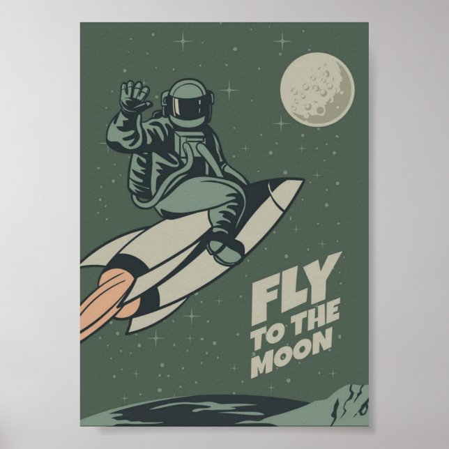 Poster vintage Moon Travel (Devant)