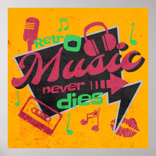 poster vintage musique rétro des années 80 (Devant)