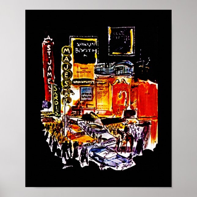 POSTER VINTAGE NEW YORK CITY THEATER DISTRICT (Devant)