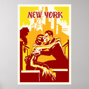Poster vintage New York - Couleurs chaudes