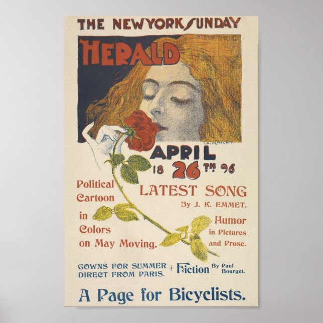 Poster vintage New York Sunday Herald Cover (Devant)