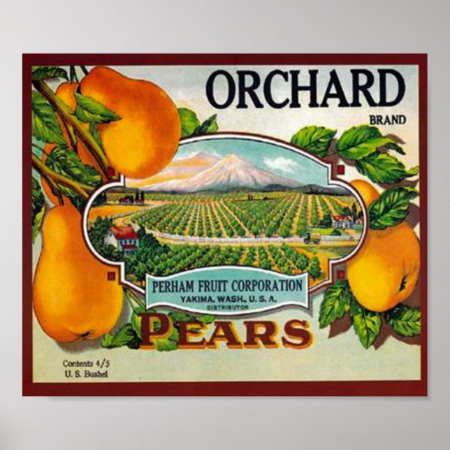 Poster vintage Orchard Pears (Devant)
