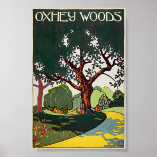 Poster vintage Oxhey Woods 1915