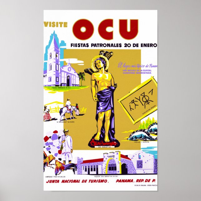 Poster vintage Panama restauré (Devant)