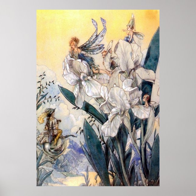 Poster Vintage Pastel Blue Faires (Devant)