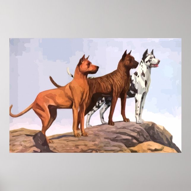 Poster vintage Peint Great Danes (Devant)