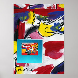 Poster vintage Peter Max style Paix et Amour