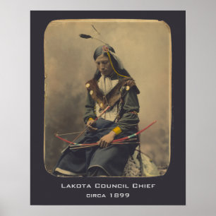 Poster Vintage Photo Native American Lakota Indian Chief