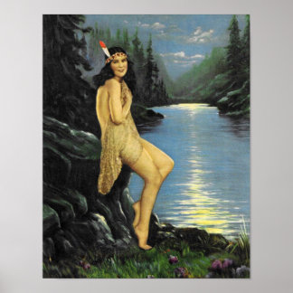 Poster vintage Pin Up Girl Native American Maiden