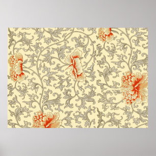 Poster Vintage Pink Gray Artwork Botanical Floral