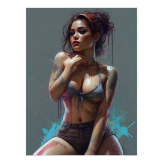 Poster Vintage PinUp Sexy Calendar 2024 Daily Planner