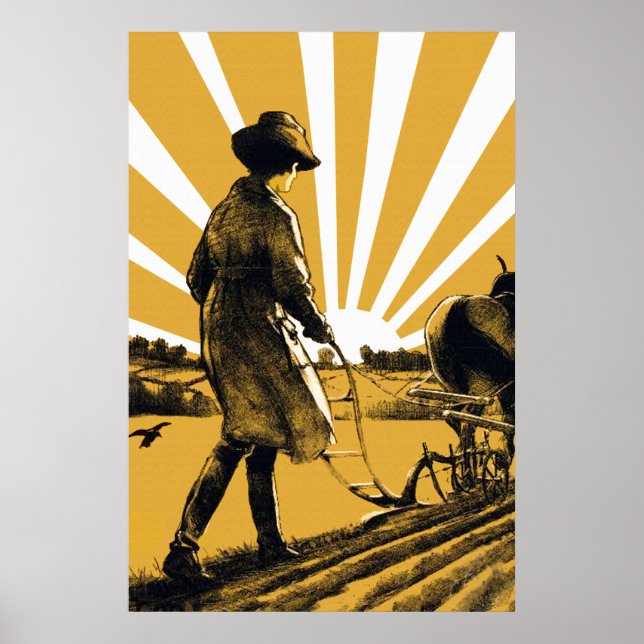 Poster vintage Plow Girl Print (Devant)
