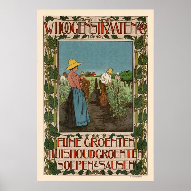Poster vintage publicitaire de légumes français (Devant)