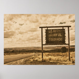 Poster vintage quitter coloré colorado