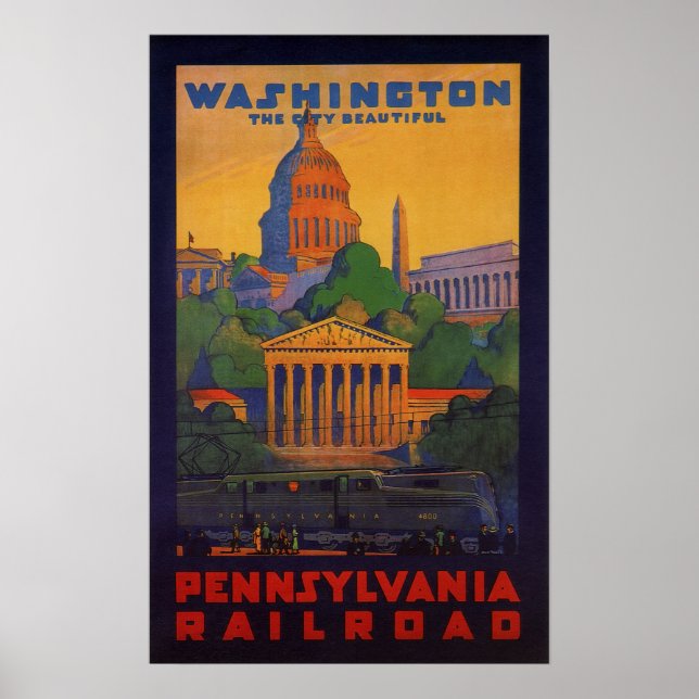 Poster Vintage Railroad à Washington D.C. Travel (Devant)