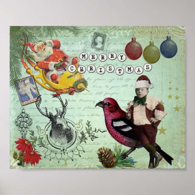 Poster vintage Retro Christmas Collage (Devant)