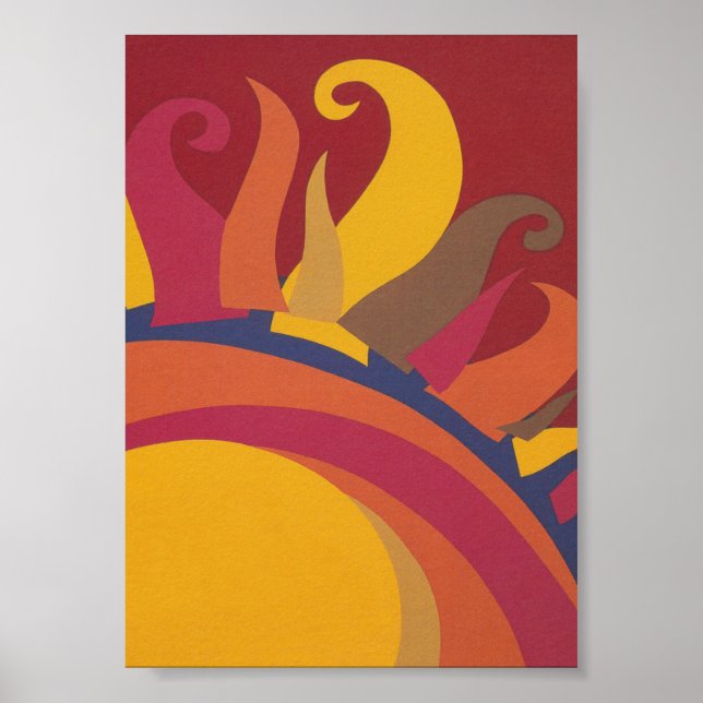 Poster vintage rétro couleur Sun (Devant)