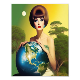 Poster vintage Retro Mère Terre.