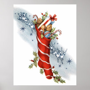 poster vintage rétro Noël Père Noël